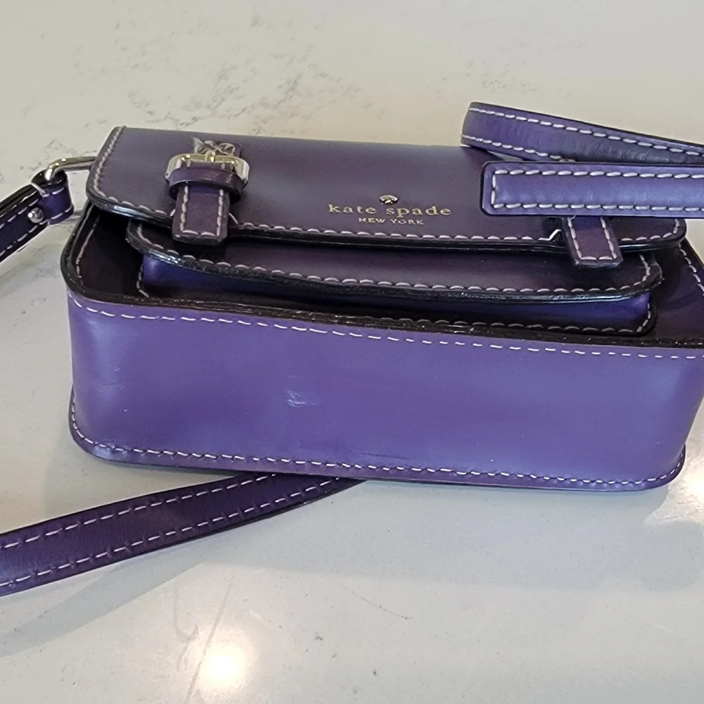 Kate Spade Purple Leather Essex Scout Crossbody Handbag Messenger Bag